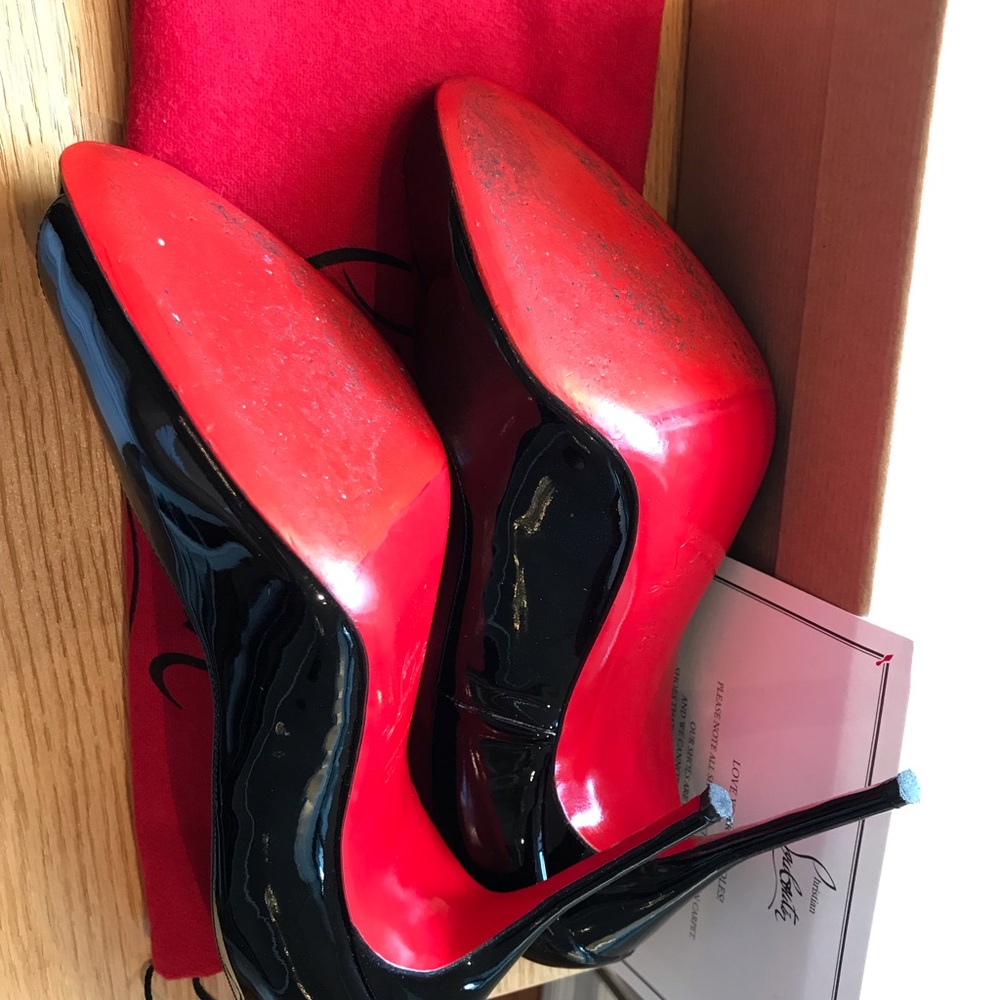 Christian Louboutin Black Patent Leather Stiletto Heels - Picture 8 of 8